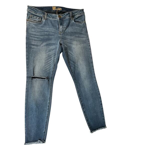 Kut From The Kloth Womens Blue Distressed Jeans Size 12 Soft Cotton Blend Skinny - Picture 2 of 10
